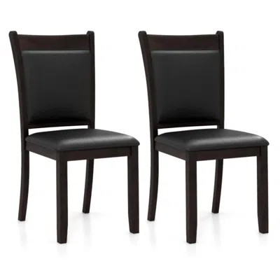 Hivvago Dining Chairs Set Of 2 Faux Leather Upholstered Kitchen Side Chairs With Padded Seat-gray In Black