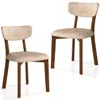 Hivvago Dining Chairs Set Of 2 Upholstered Mid-back Chairs With Solid Rubber Wood Frame-beige