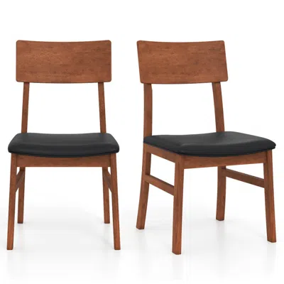 Hivvago Dining Chairs Set Of 2 With Rubber Wood Legs And Faux Leather Upholstered Seat