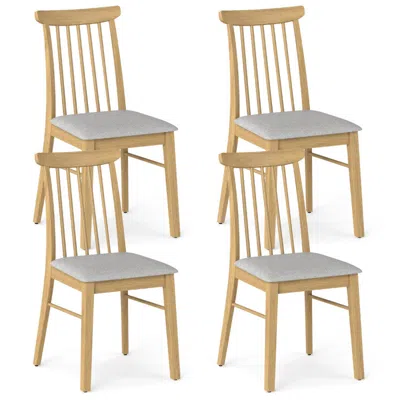 Hivvago Dining Chairs Set Of 4 Fabric Upholstered Kitchen Armless Chairs With Rubber Wood Frame