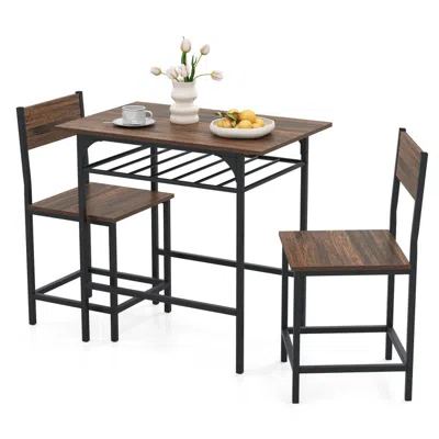 Hivvago Dining Table Set With Metal Frame And Storage Rack