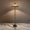 Hivvago Dio 62 Inch Floor Lamp, Colorful Tiffany Style Stained Glass, Bronze Resin In Black