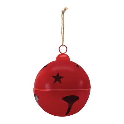Hivvago Distressed Metal Bell Ornament 19"h In Red