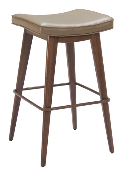 Hivvago Divat Barstool (set Of 2) Taupe & Walnut In Brown