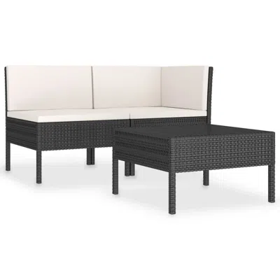 Hivvago Doja 3pc Outdoor Loveseat And Coffee Table Set, Black Rattan, White