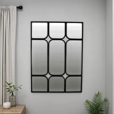 Hivvago Doja Accent Mirror, Black Metal, 9 Panes With Rounded Corners, 28 X 38