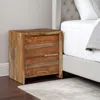 Hivvago Donni Nightstand With 2 Drawer, Brown Sheesham Wood Finish, 24 Inch In Brown