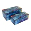 Hivvago Dory Decorative Box Set Of 2, Blue Gold Faux Agate Stone Accent Glass In Blue