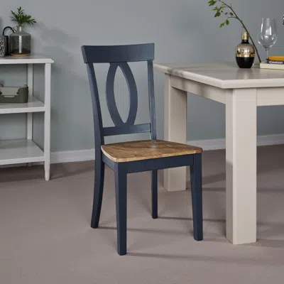 Hivvago Doti Dining Side Chair Set Of 2, Open Back, Contoured Seat, Slate Blue
