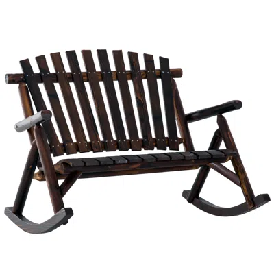 Hivvago Double Adirondack Wooden Rocking Chair In Brown