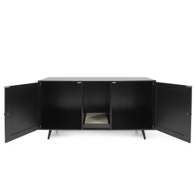 Hivvago Double Cat Litter Box Enclosure For 2 Cats With Scratching Pad And Double Rooms In Black