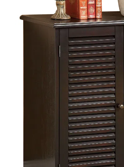 Hivvago Double Door Solid Wood Shoe Cabinet With Blocked Panel Feet, Espresso Brown