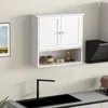 Hivvago Double Doors Shelves Bathroom Wall Storage Cabinet
