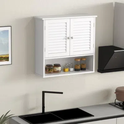 Hivvago Double Doors Shelves Bathroom Wall Storage Cabinet