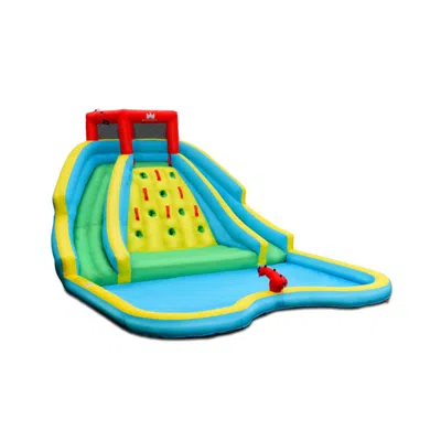 Hivvago Double Side Inflatable Water Slide Park With Climbing Wall For Outdoor Without Blower