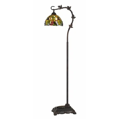 Hivvago Downbridge Metal Tiffany Floor Lamp With Leaf Accents, Multicolor