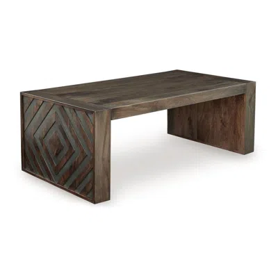 Hivvago Dreg Cocktail Coffee Table With Diamond Cut Design, Brown Panel Legs
