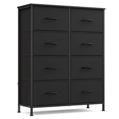 Hivvago Dresser For Bedroom, 8-drawer Storage Organizer, Ink Black & Ebony Black, Steel Frame