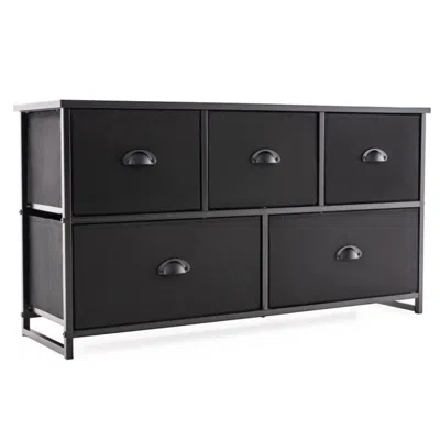 Hivvago Dresser Storage Tower With 5 Foldable Cloth Storage Cubes-black