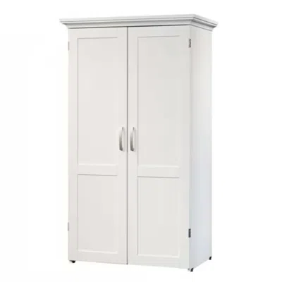 Hivvago Drop Leaf Computer Desk Craft Table Armoire In White Wood Finish