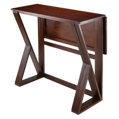 Hivvago Drop Leaf High Table Walnut In Brown
