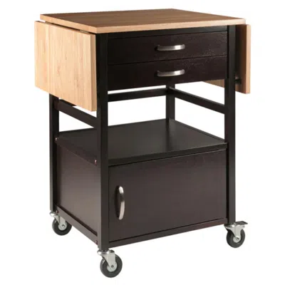 Hivvago Drop Leaf Kitchen Cart Coffee And Natural In Neutral