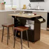 Hivvago Drop Leaf Mobile Kitchen Island Cart With Power Outlet And Adjustable Shelf-black And Natural