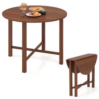 Hivvago Dual Drop Leaf Dining Table For Small Spaces-walnut In Brown