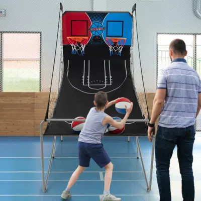 Hivvago Dual Shot Basketball Arcade Game With 8 Game Modes And 4 Balls-red