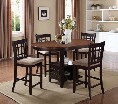 Hivvago Dual Tone Counter Height Dining Table With Storage Base, Brown