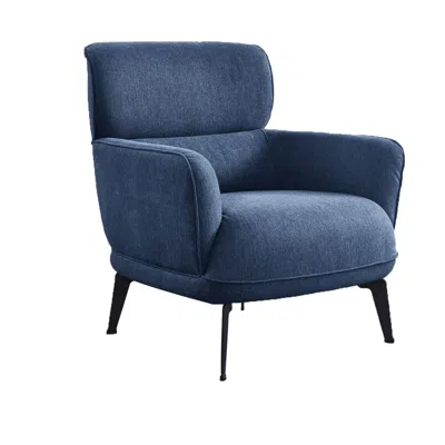 Hivvago Dup 34 Inch Accent Chair, Cushioned Seat, Rounded Track Arms, Muted Blue
