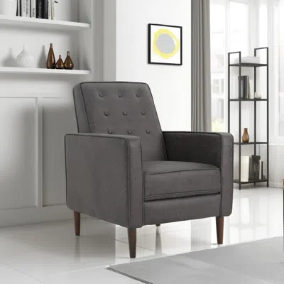 Hivvago Dupe Manual Recliner Chair, Button Tufted Dark Gray Plush Fabric