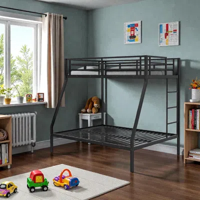 Hivvago Durable Metal Bed Frame For Adults And Teens With Silent Structure And Slat Support In Black