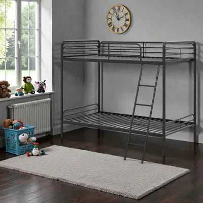 Hivvago Durable Metal Bunk Bed With Secure Guard Rails And Easy-climb Ladder In Black