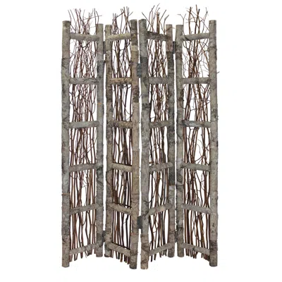 Hivvago Earthy Birch And Twig Four Panel Room Divider Screen In Brown