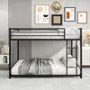 Hivvago Easy Assembly Full Sized Full Metal Bunk Bedframe With Ladder And Rail In Black