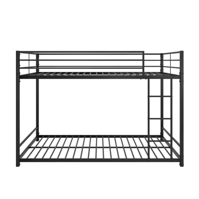Hivvago Easy Assembly Full Sized Full Metal Bunk Bedframe With Ladder And Rail In Black