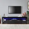 Hivvago Easy Assembly High Glossy Front Tv Stand With Storage Drawers And Led - Black