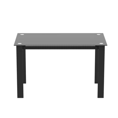 Hivvago Easy To Clean Heavy Duty Tempered Minimalist Glass Top Dining Table - Black