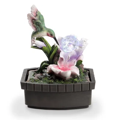 Hivvago Eci 11 Inch Hummingbird Tabletop Fountain, Accent Crystal Led Light Ball In Multi