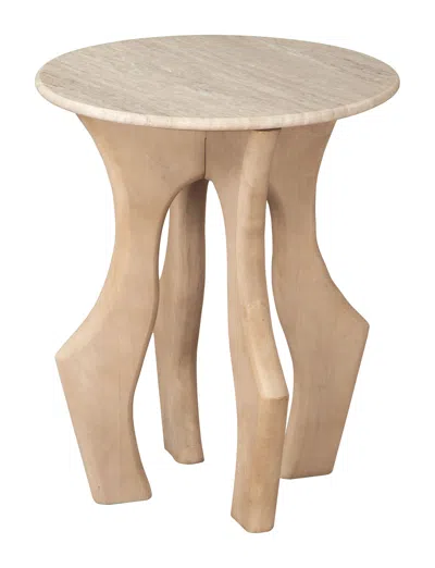 Hivvago Eda Side Table White & Natural In Brown