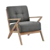 Hivvago Edra 33 Inch Accent Armchair, Rubberwood Frame, Gray Polyester Cushions In Brown