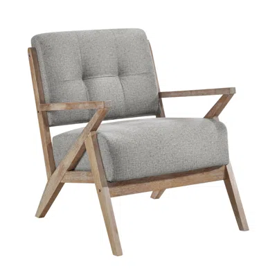 Hivvago Edra 33 Inch Accent Armchair, Wood Frame, Light Gray Polyester Cushions