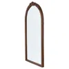 Hivvago Eel 42 Inch Wall Mirror, Brown Arched Wood Frame, Hand Carved Rose Accent In Brown