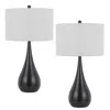 Hivvago Ege Table Lamp Set Of 2, Teardrop Bronze Metal Base, White Shade In Multi