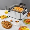 Hivvago Electric Deep Fryer 5.3qt/21-cup Stainless Steel 1700w With Triple Basket