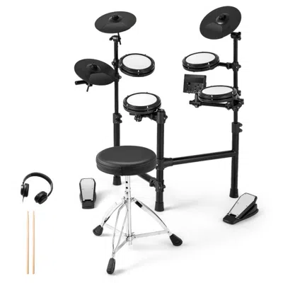 Hivvago Electric Drum Set Foldable Drum Kit With 10 Demos And Usb Midi And 2 Drumsticks In Black