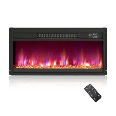 Hivvago Electric Fireplace Insert 26-inch, 1500w Remote Control, Wall Mounted & Recessed Indoor Heater In Black