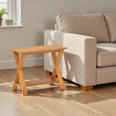 Hivvago Elegant 35-inch Teak Console With Lower Storage Shelf In Brown