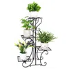 Hivvago Elegant Black Metal 4-shelf Plant Stand In Multi